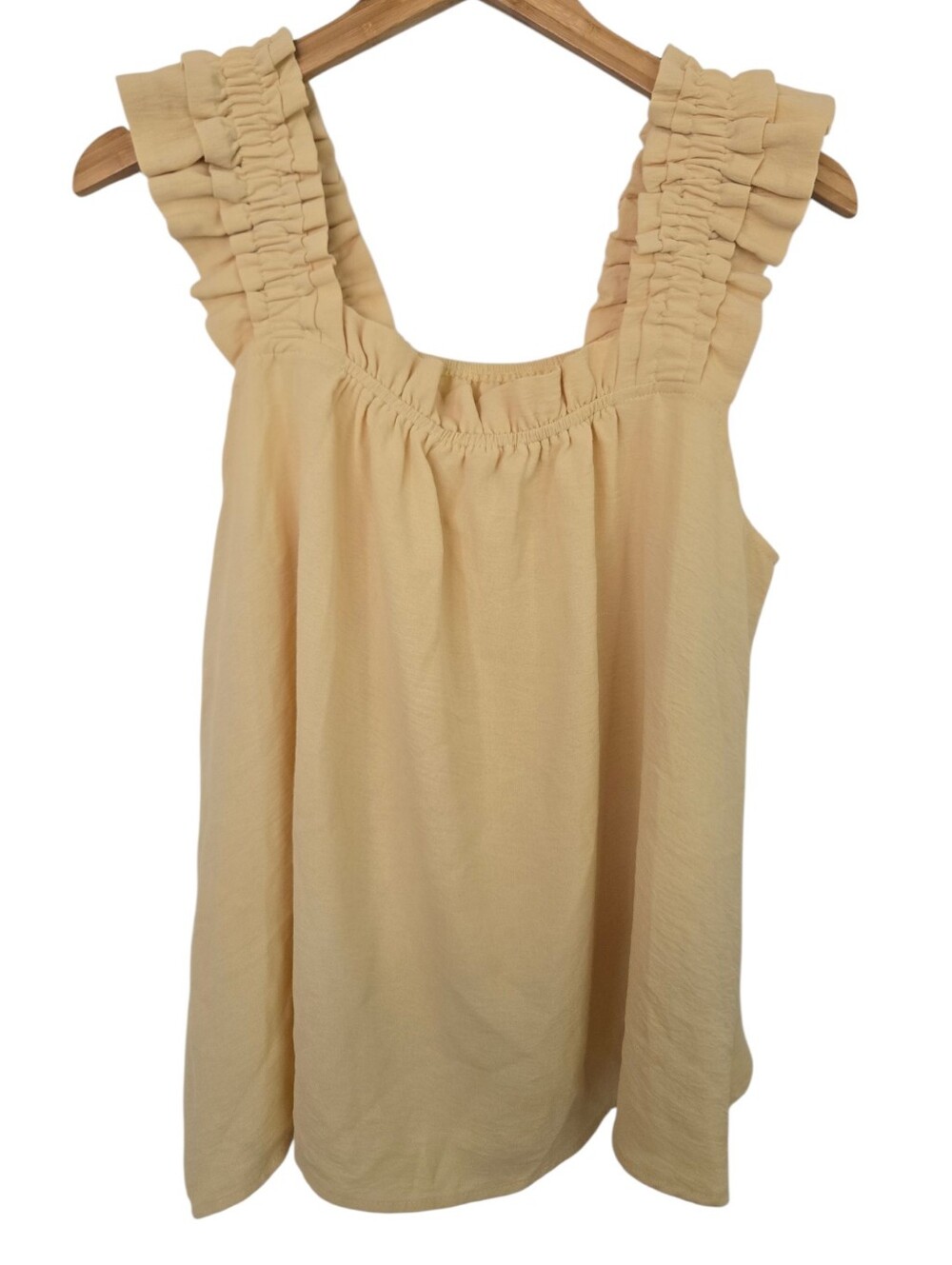 🌼 Cream Ruffle Pajama Set Tank Top & Shorts Women’s Medium Cottagecore - Picture 2 of 4